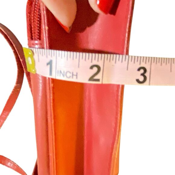 Vtg Pierre Cardin Leather Crossbody Handbag Expandable 9x6 Pen Calc Pockets Red - Picture 12 of 15